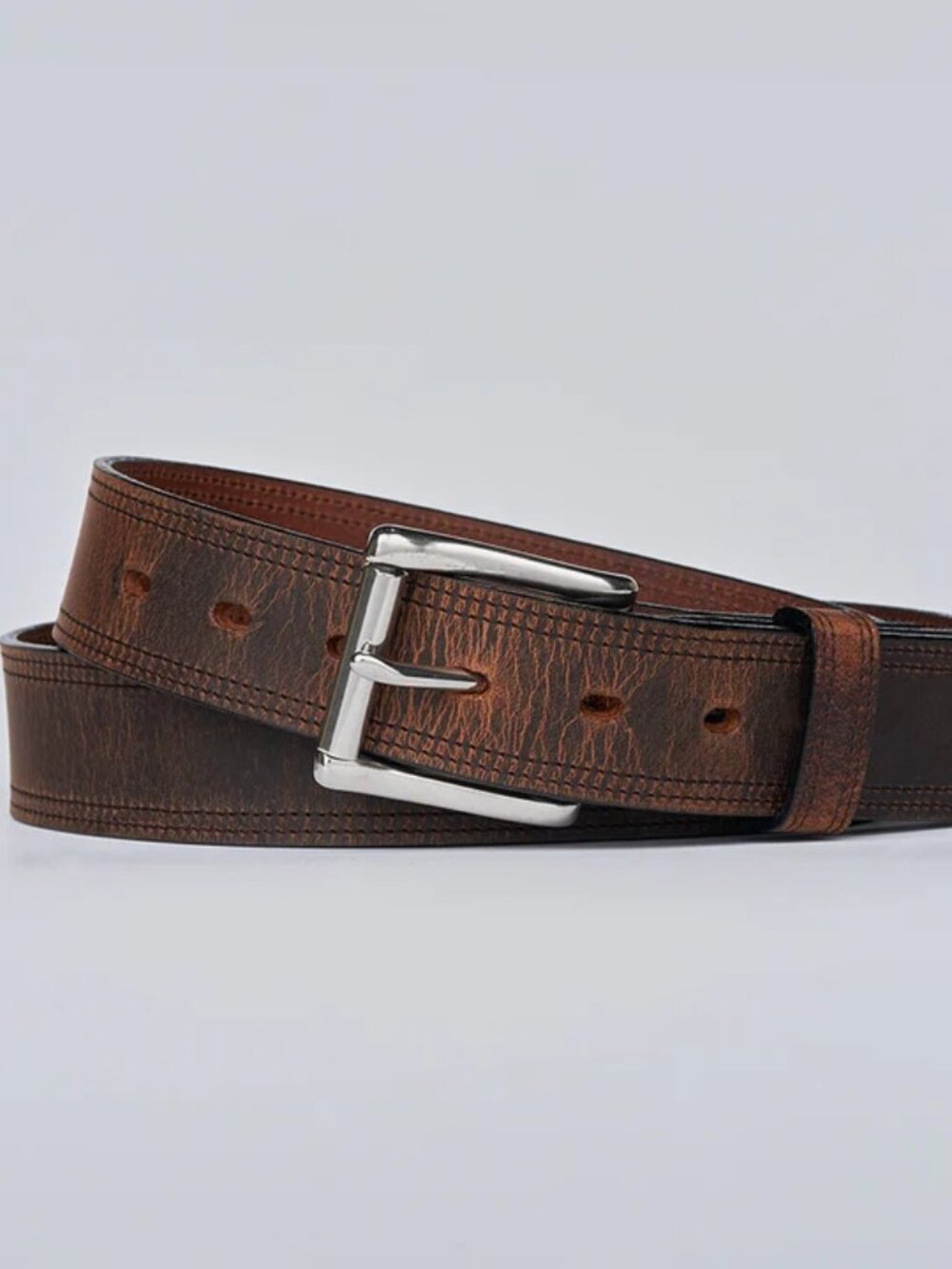 Hanks The Wyoming Bison Belt - Size 46 - Brown Full Grain Leather